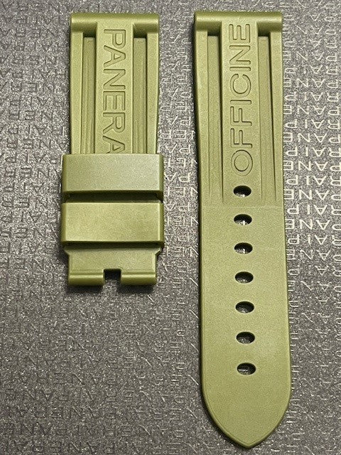 Panerai 24MM Green Rubber Caoutchouc Logo Strap (24/22MM)