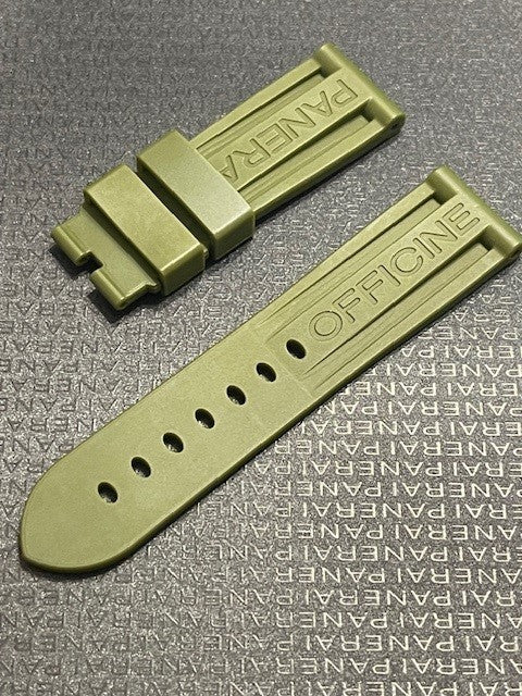Panerai 24MM Green Rubber Caoutchouc Logo Strap (24/22MM)