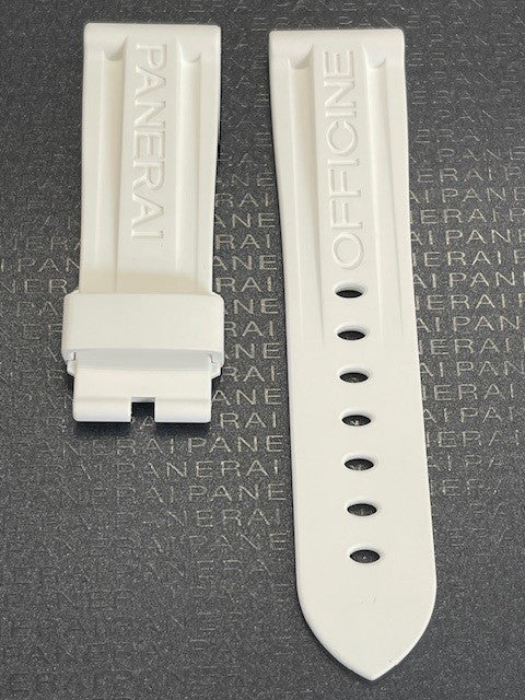 Panerai 24MM White Rubber Caoutchouc Logo Tang Strap (24/22MM)