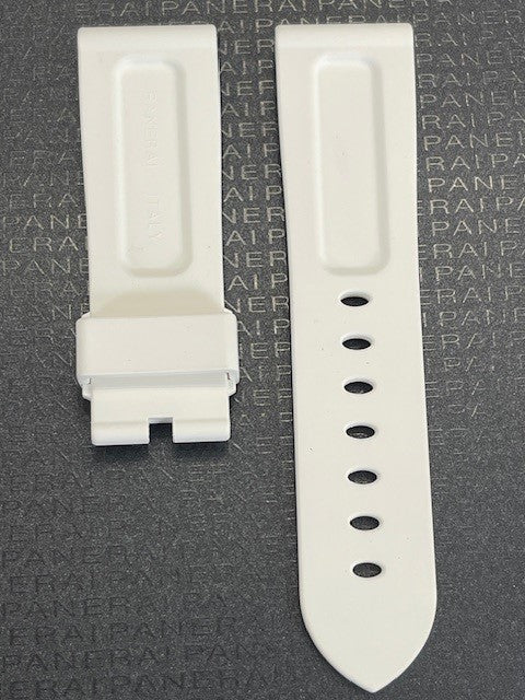 Panerai 24MM White Rubber Caoutchouc Logo Tang Strap (24/22MM)