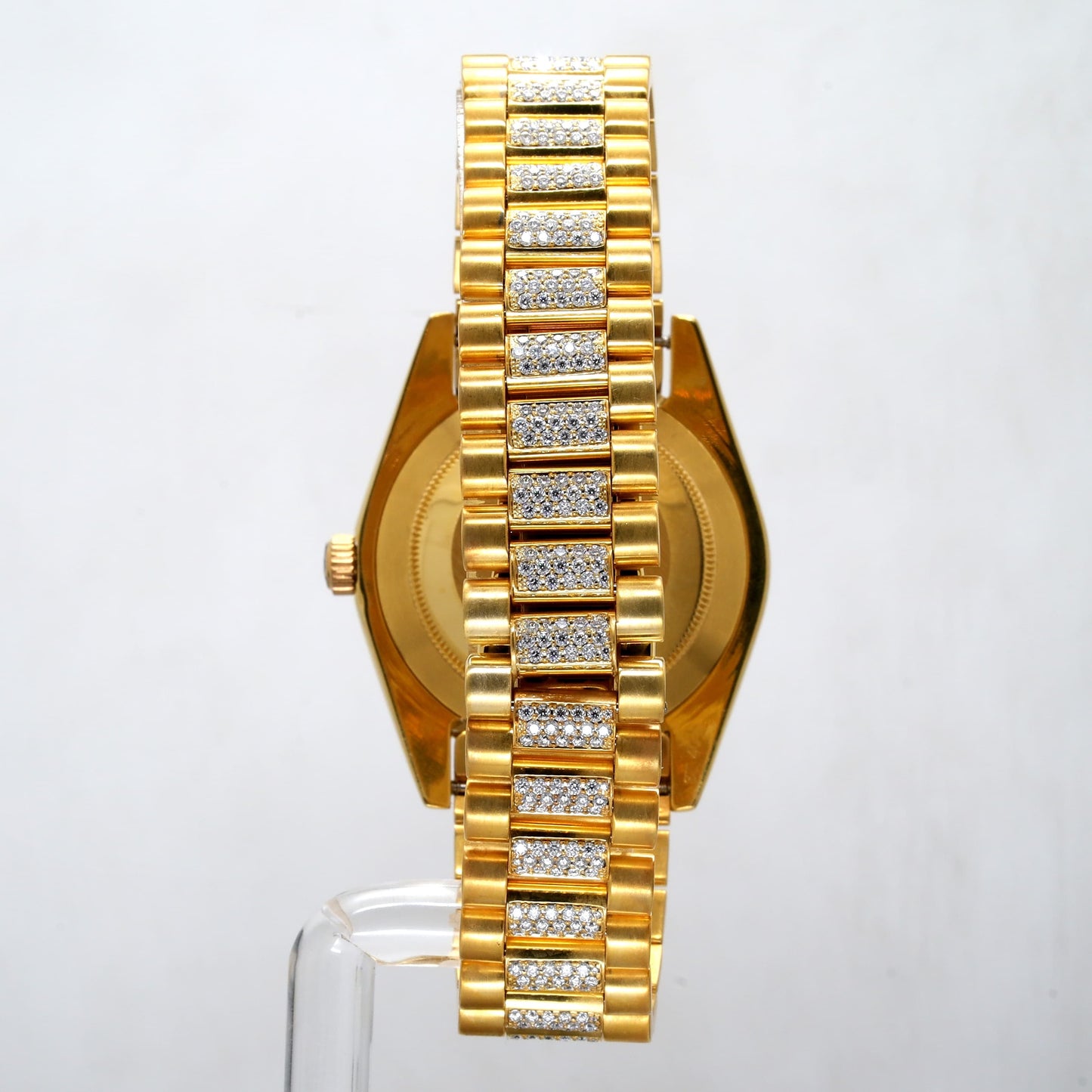 Yellow gold rollie with mutlicolor dial