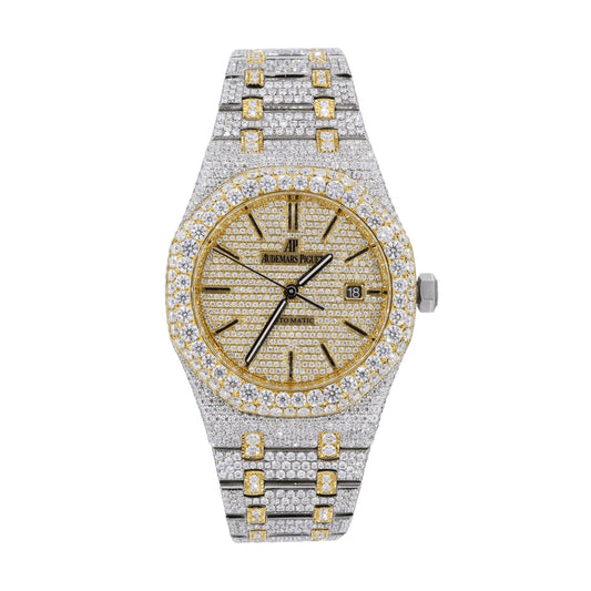 AUD 41MM Moissanite Watch Silver/Gold