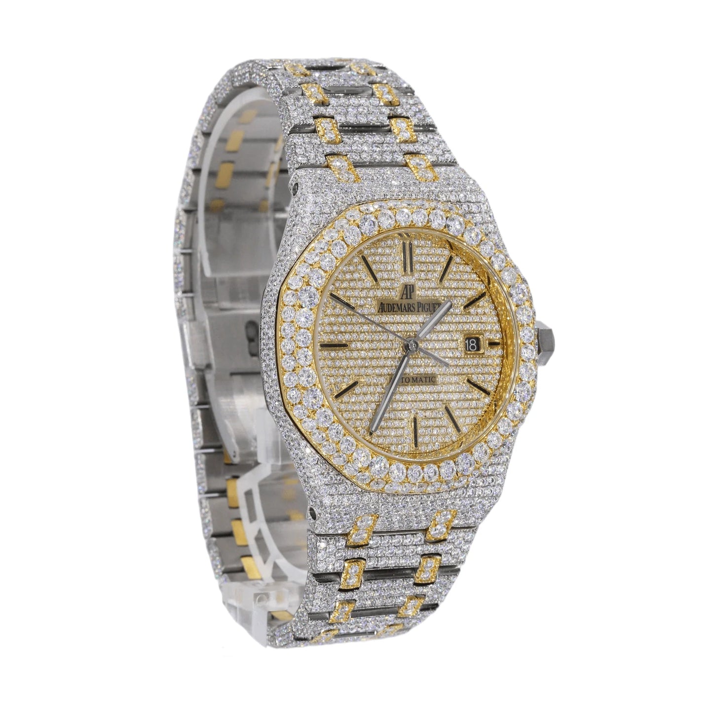 AUD 41MM Moissanite Watch Silver/Gold