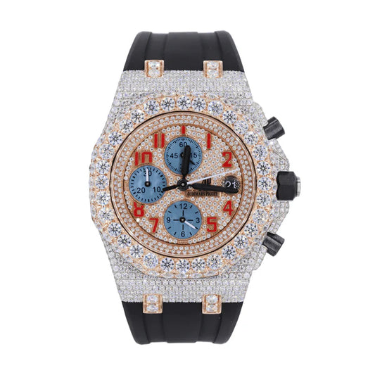 AUD 41MM Moissanite Watch Silicone Strap
