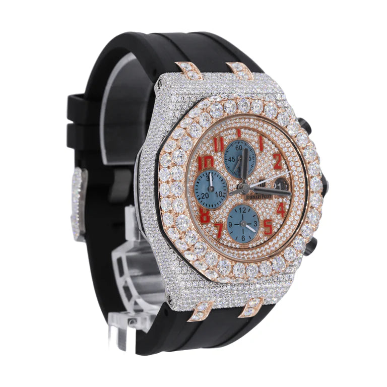 AUD 41MM Moissanite Watch Silicone Strap