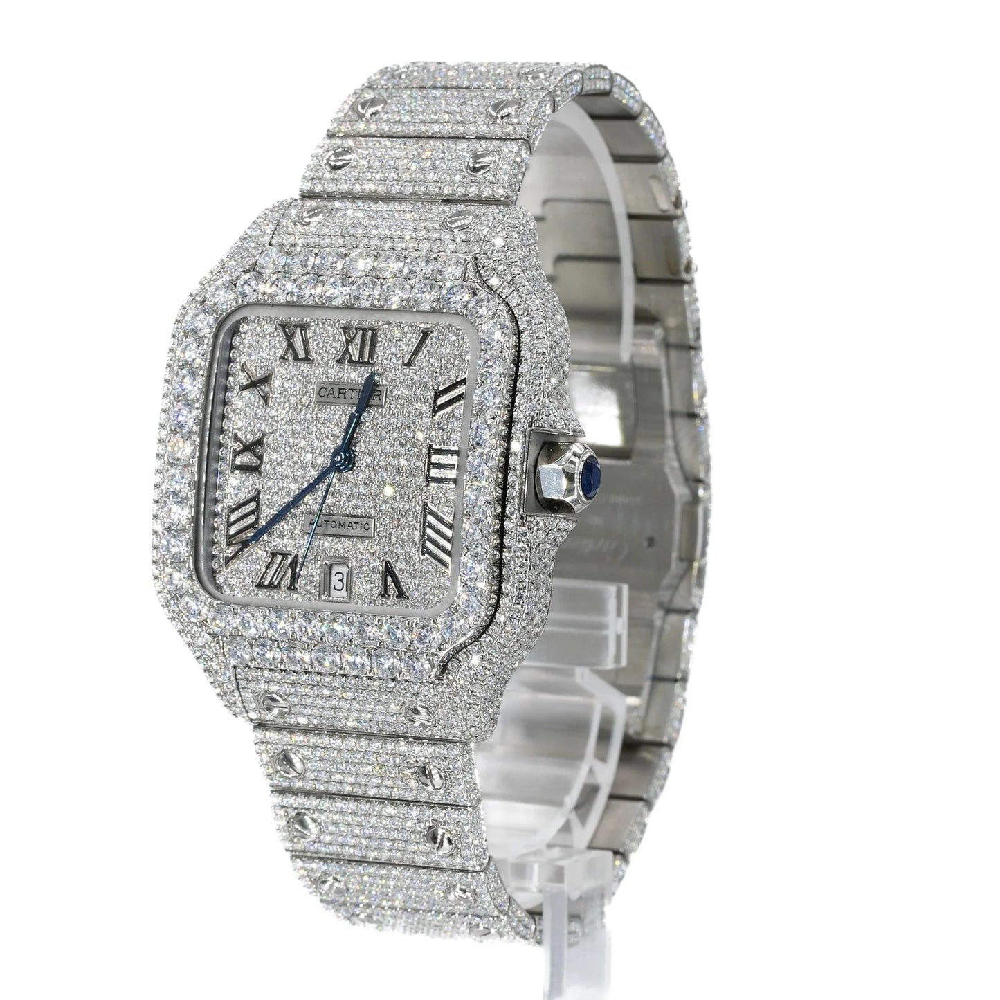 CA 41MM Moissanite Watch Roman Dial
