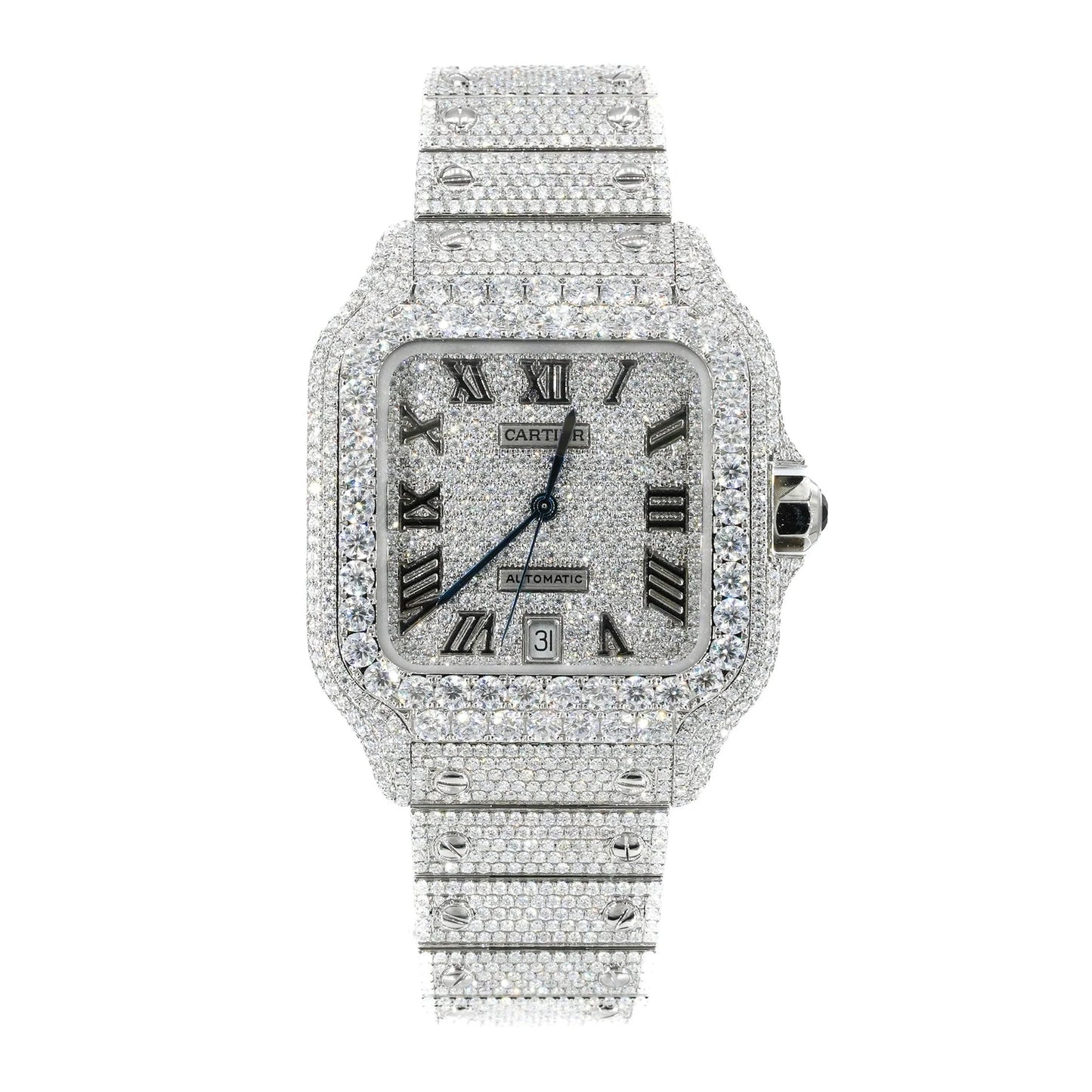 CA 41MM Moissanite Watch Roman Dial