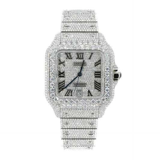 CA 41MM Moissanite Watch Roman Dial