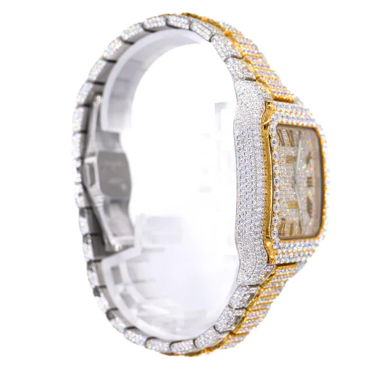 CA 41MM Moissanite Watch Roman Dial Silver/Gold