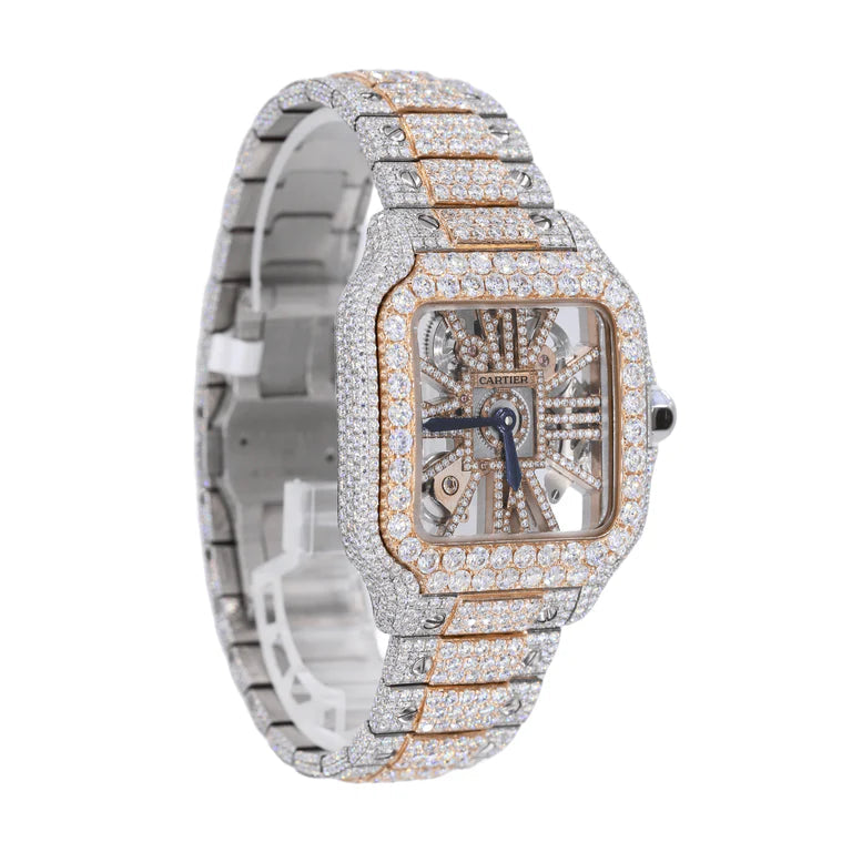 CA 41MM Skeleton Moissanite Watch Silver/Rose