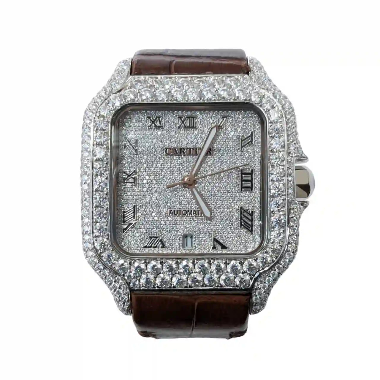 CA 40MM Moissanite Watch Leather