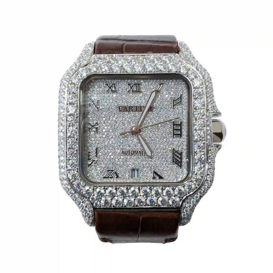 CA 40MM Moissanite Watch Leather