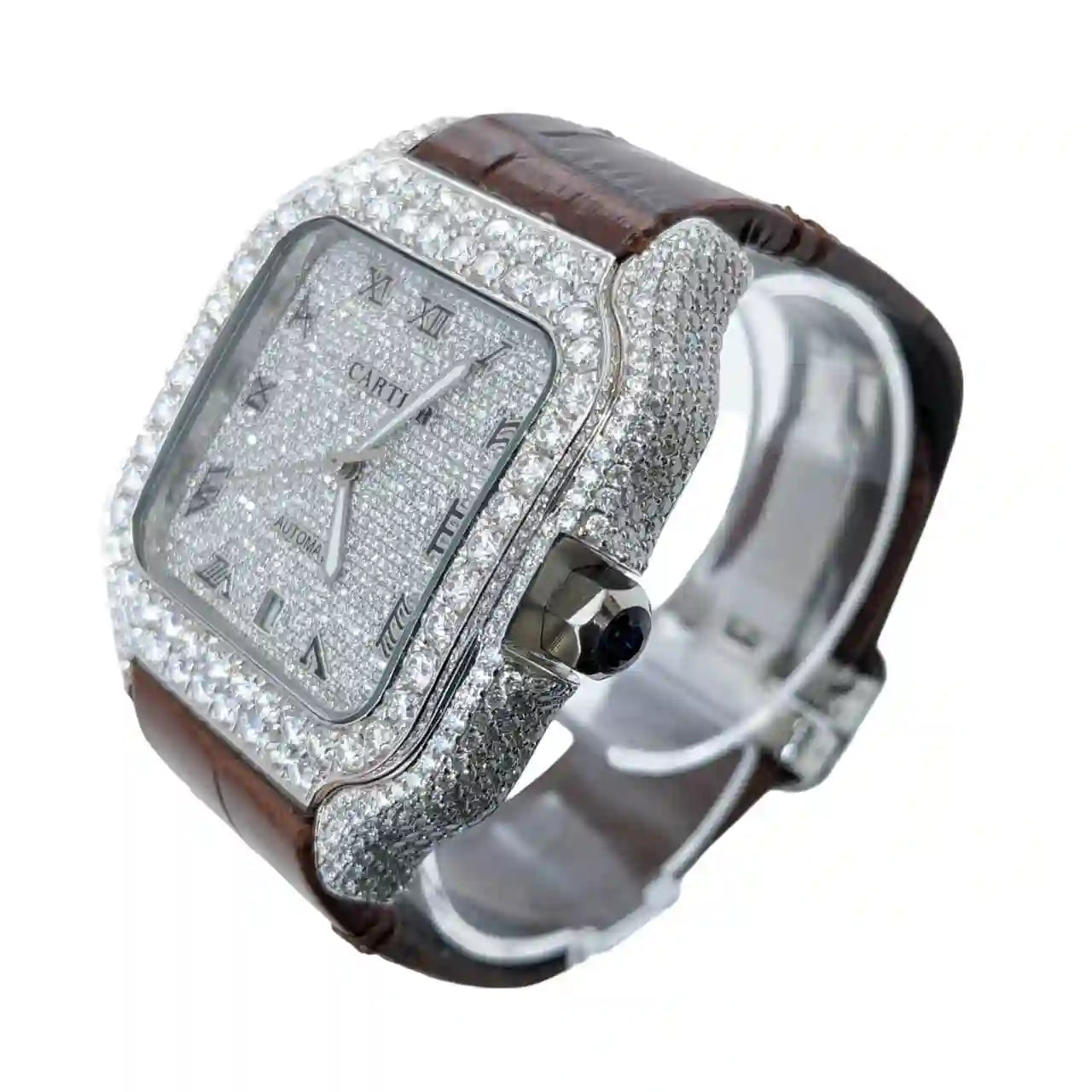 CA 40MM Moissanite Watch Leather