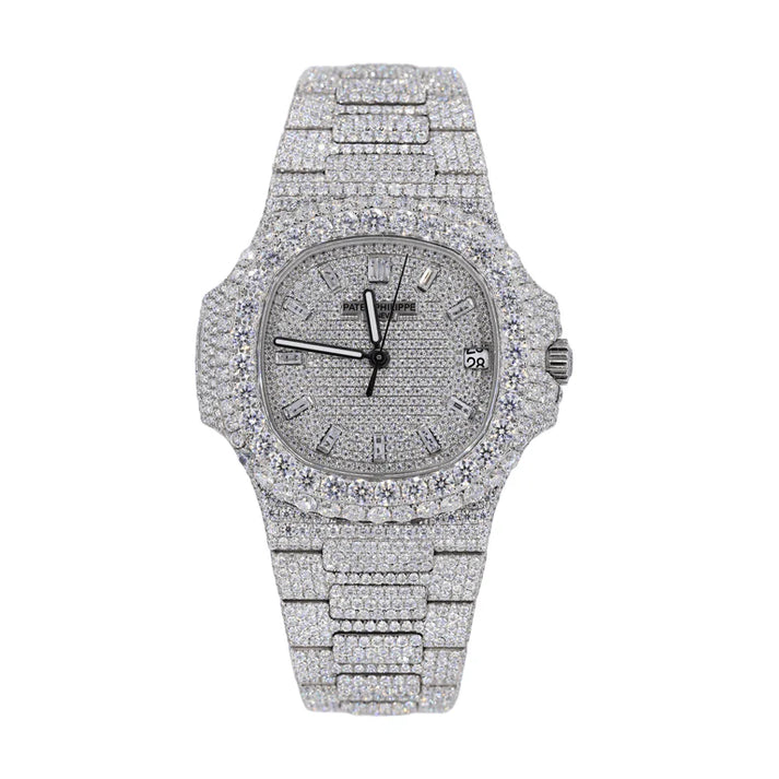 PT 41MM Moissanite Watch Baguette Dial