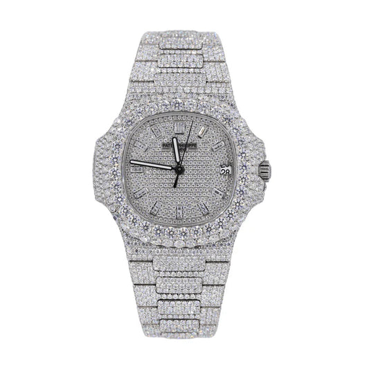 PT 41MM Moissanite Watch Baguette Dial