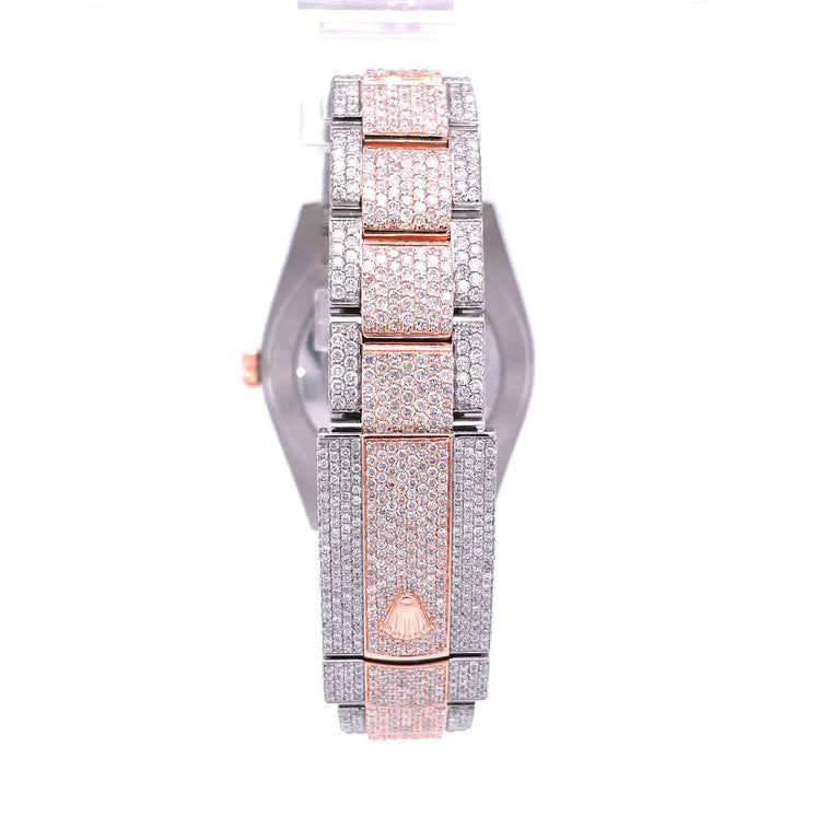 RO 41MM Moissanite Watch Arabic Dial Silver/Rose