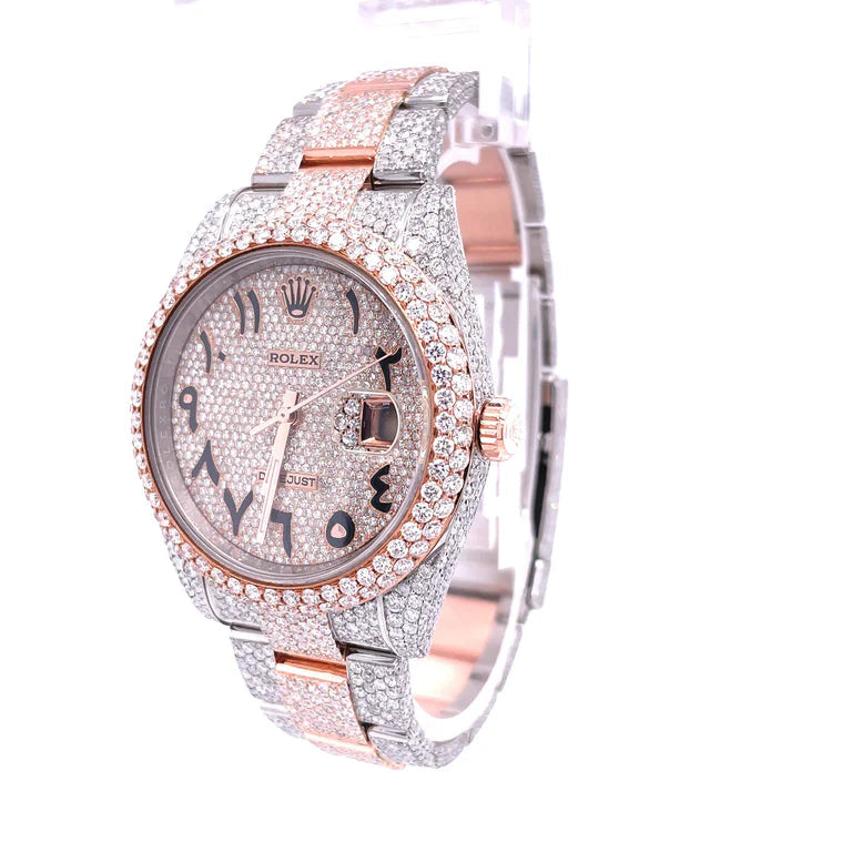 RO 41MM Moissanite Watch Arabic Dial Silver/Rose