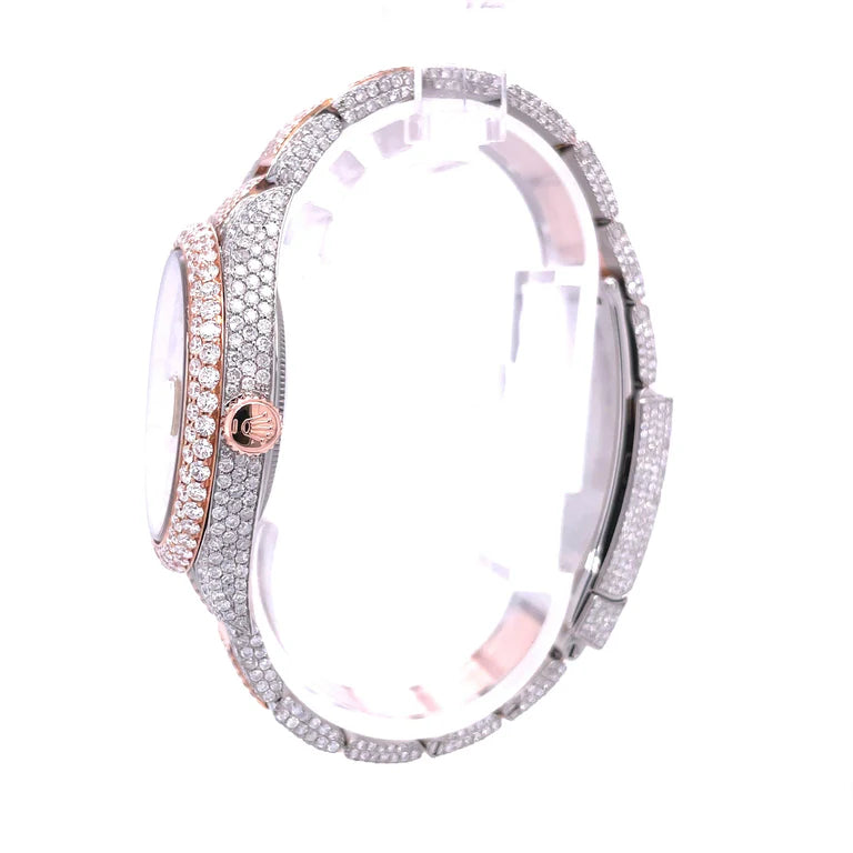 RO 41MM Moissanite Watch Arabic Dial Silver/Rose
