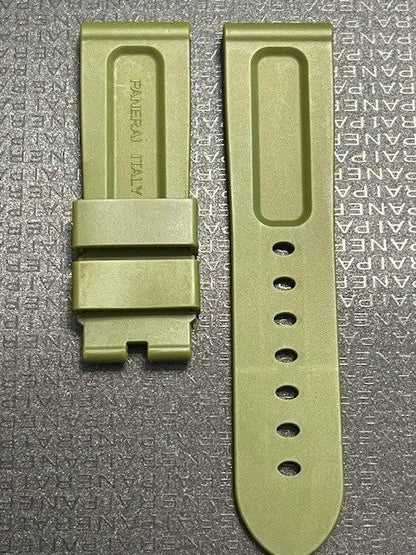 Panerai 24MM Green Rubber Caoutchouc Logo Strap (24/22MM)