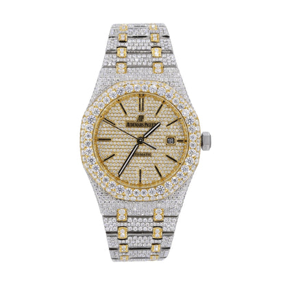 AUD 41MM Moissanite Watch Silver/Gold