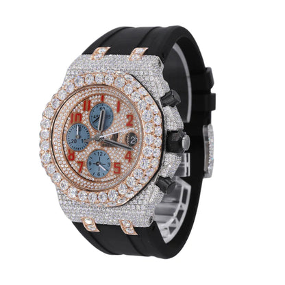 AUD 41MM Moissanite Watch Silicone Strap