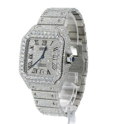 CA 41MM Moissanite Watch Roman Dial