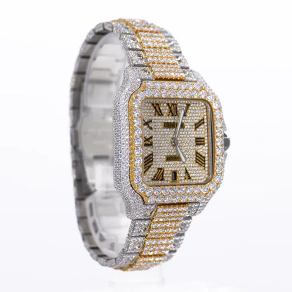 CA 41MM Moissanite Watch Roman Dial Silver/Gold