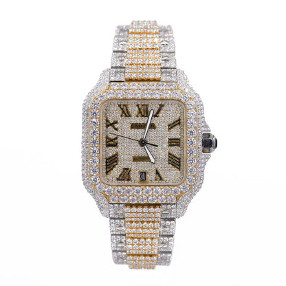 CA 41MM Moissanite Watch Roman Dial Silver/Gold