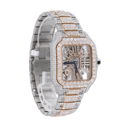 CA 41MM Skeleton Moissanite Watch Silver/Rose