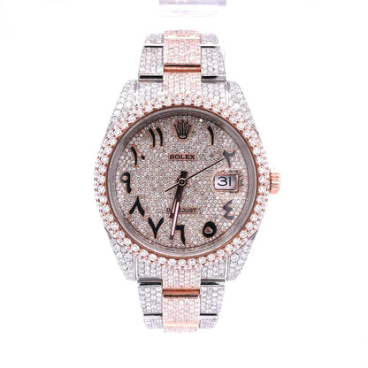 RO 41MM Moissanite Watch Arabic Dial Silver/Rose