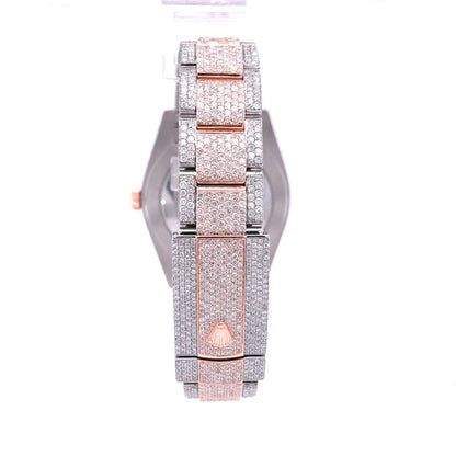 RO 41MM Moissanite Watch Arabic Dial Silver/Rose