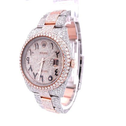 RO 41MM Moissanite Watch Arabic Dial Silver/Rose